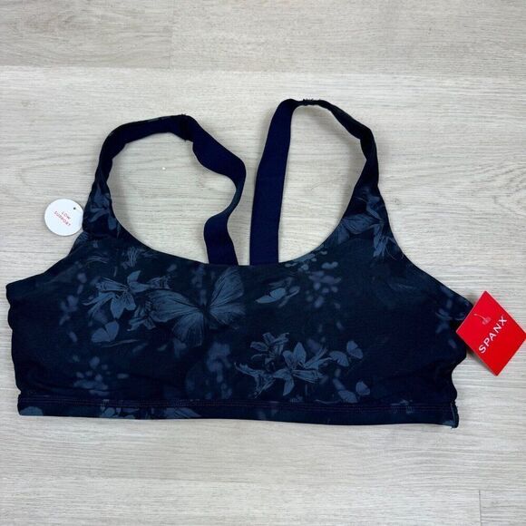 SPANX Low Impact Sports Bra Size Medium Midnight Garden Floral 50198R - Picture 2 of 4